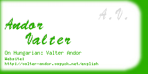 andor valter business card